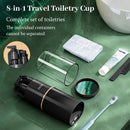 8-in-1 Portable Travel Toiletry Organizer Cup, Travel-Sized Toiletry Set for Business Trips and Vacations, Multifunctional All-in-One Travel Essential - Black