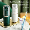 8-in-1 Portable Travel Toiletry Organizer Cup, Travel-Sized Toiletry Set for Business Trips and Vacations, Multifunctional All-in-One Travel Essentials - Green