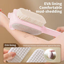 3-in-1 Multi-Functional Long-Handled Body Scrub Brush, Combining Bath Sponge + Soft-Bristle Brush + Washcloth in One, Home Exfoliating Bath Brush, Back Scrubber - Pink