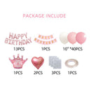Birthday Party Decor Set: “HAPPY BIRTHDAY” Balloons + Bunting + Crown Set, Birthday Party Decor - Blue Set
