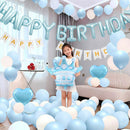 Birthday Party Decor Set: “HAPPY BIRTHDAY” Balloons + Bunting + Crown Set, Birthday Party Decor - Blue Set