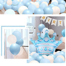 Birthday Party Decor Set: “HAPPY BIRTHDAY” Balloons + Bunting + Crown Set, Birthday Party Decor - Blue Set