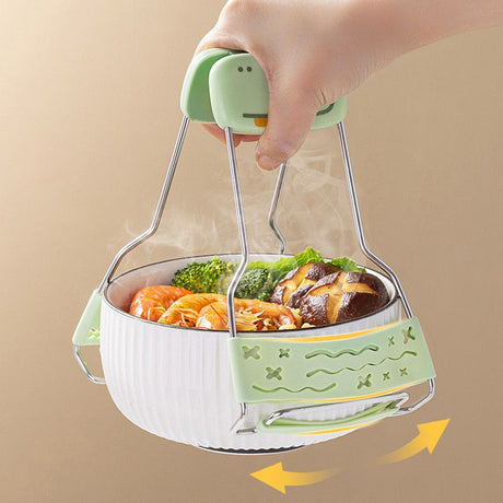 Adjustable-angle heat-resistant tongs, kitchen heat-resistant bowl tongs, silicone non-slip bowl tongs, stainless steel multi-purpose household tray lifter, multi-purpose kitchen tray lifter