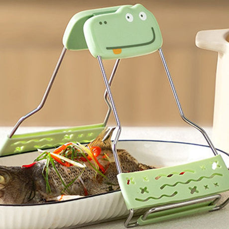 Adjustable-angle heat-resistant tongs, kitchen heat-resistant bowl tongs, silicone non-slip bowl tongs, stainless steel multi-purpose household tray lifter, multi-purpose kitchen tray lifter