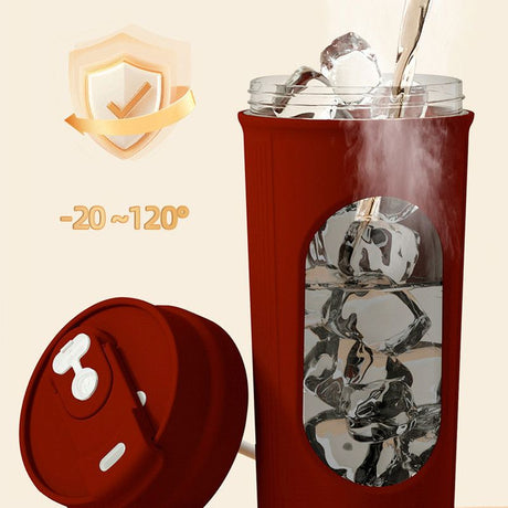 Electric Automatic Mixing Cup, One-Button Shaker Cup, Food-Grade Portable Coffee/Water Cup with Dual Spouts, Type-C Charging, Portable Leak-Proof Electric Mixing Cup with Carrying Strap—White