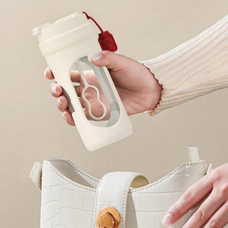 Electric Automatic Mixing Cup, One-Button Shaker Cup, Food-Grade Portable Coffee/Water Cup with Dual Spouts, Type-C Charging, Portable Leak-Proof Electric Mixing Cup with Carrying Strap—White
