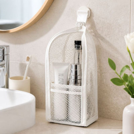 Stand-Up Breathable Mesh Toiletry Organizer, Multifunctional Waterproof Travel Cosmetic Bag, Travel Cosmetic Bag - White