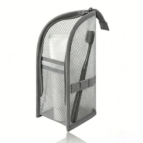 Stand-Up Breathable Mesh Toiletry Organizer, Multifunctional Waterproof Travel Cosmetic Bag, Travel Cosmetic Bag - Gray