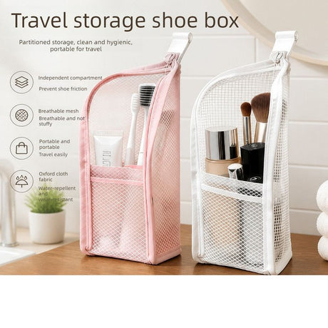 Stand-Up Breathable Mesh Toiletry Organizer, Multifunctional Waterproof Travel Cosmetic Bag, Travel Cosmetic Bag - Gray