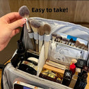 Portable Multi-Functional Toiletry Bag, Stand-Up Large-Capacity Storage Bag for Makeup Brushes, Cosmetics, and Toiletries, Jinbu Multi-Compartment Storage Bag - Black