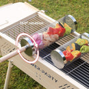 Food-grade stainless steel rotisserie skewer, 360° rotatable, with heat-resistant wooden handle—outdoor camping barbecue tool (Large)