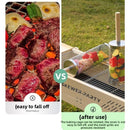 Food-grade stainless steel rotisserie skewer, 360° rotatable, with heat-resistant wooden handle—outdoor camping barbecue tool (Large)
