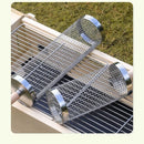 Food-grade stainless steel rotisserie skewer, 360° rotatable, with heat-resistant wooden handle—outdoor camping barbecue tool (Large)