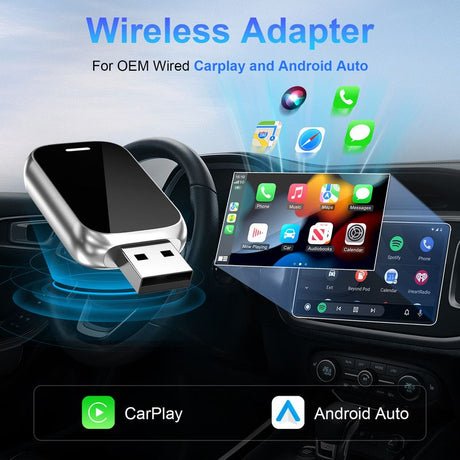 In-car wireless CarPlay adapter, plug-and-play