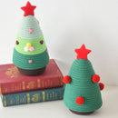 Christmas-themed cotton yarn woven storage basket, Christmas tree-shaped desktop storage box with lid, entryway key and remote control holder - cosmetic storage box - red