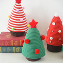 Christmas-themed cotton yarn woven storage basket, Christmas tree-shaped desktop storage box with lid, entryway key and remote control holder - cosmetic storage box - red