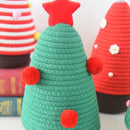 Christmas-themed cotton yarn woven storage basket, Christmas tree-shaped desktop storage box with lid, entryway key and remote control organizer - cosmetic storage box - red and white
