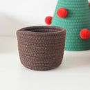 Christmas-themed cotton yarn woven storage basket, Christmas tree-shaped desktop storage box with lid, entryway key and remote control organizer - cosmetic storage box - green