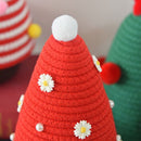 Christmas-themed cotton yarn woven storage basket, Christmas tree-shaped desktop storage box with lid, entryway key and remote control organizer - cosmetic storage box - green