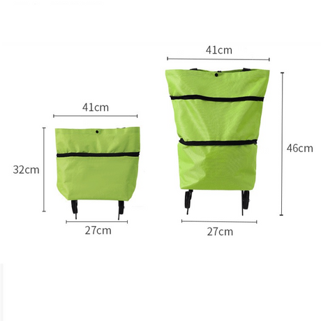 Foldable Shopping Trolley with Wheels, Portable Large-Capacity Oxford Cloth Shopping Cart, Home Delivery Cart - Red