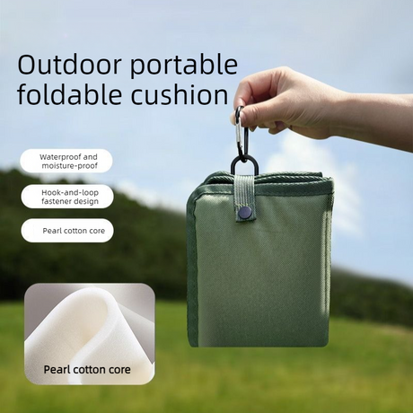Portable Folding Outdoor Seat Cushion, Portable Insulated Seat Cushion for Camping, Picnics, and Hiking - Black