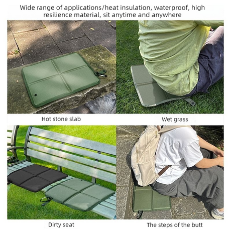 Portable Folding Outdoor Seat Cushion, Portable Insulated Seat Cushion for Camping, Picnics, and Hiking - Green
