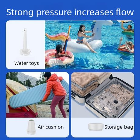 Outdoor Camping Digital Electric Air Pump, 5200mAh Built-in Battery, for Air Mattresses and Swim Rings - White