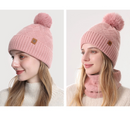 Women's Fashionable Winter 3-Piece Set: Knit Hat, Scarf, and Gloves.  A must-have for outdoor skiing and cycling - Pink