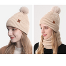 Women's Fashionable Winter 3-Piece Set: Knit Hat, Scarf, and Gloves.  A must-have for outdoor skiing and cycling—Beige