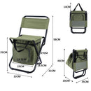 3-in-1 Outdoor Folding Chair with 10L Insulated Cooler, Durable Oxford Fabric, for Camping and Picnics - Green