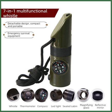 7-in-1 Outdoor Survival Whistle, 2-pack-Multifunctional Emergency Whistle, Portable Gear for Camping and Adventure