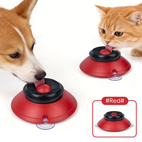 Slow Feeder Lick Bowl, Universal for Cats and Dogs, a Fun and Stimulating Feeding Tool - Red