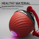 Electric Rolling Pet Ball for Cats and Dogs, Durable, Chew-Resistant, Rope-Knot, Squeaky, and Glowing Toy - Red
