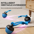 Electric Rolling Pet Ball for Cats and Dogs, Durable, Chew-Resistant, Rope-Knot, Squeaky, and Glowing Toy - Blue