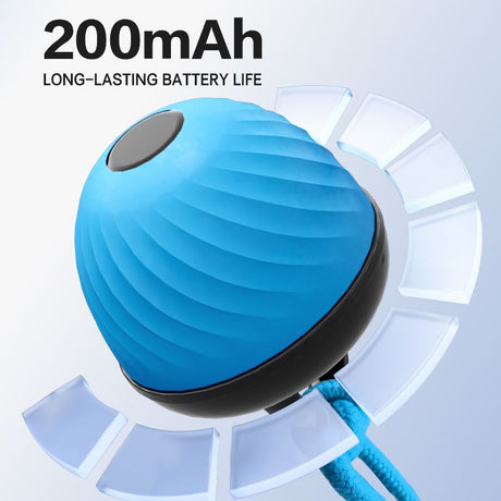 Electric Rolling Pet Ball for Cats and Dogs, Durable, Chew-Resistant, Rope-Knot, Squeaky, and Glowing Toy - Blue