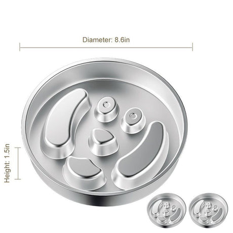 2-Piece Stainless Steel Slow Feeder Set for Pets, Reversible, for Cats and Dogs – Puppy Design
