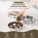 2-Piece Stainless Steel Slow Feeder Set for Pets, Reversible, for Cats and Dogs – Bone Design