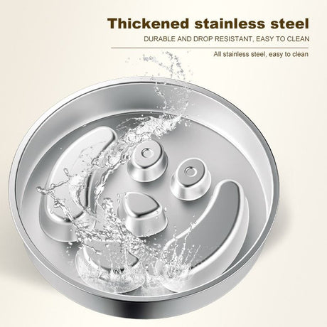 2-Piece Stainless Steel Slow Feeder Set for Pets, Reversible, for Cats and Dogs – Bone Design