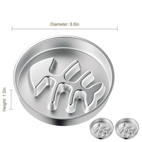 2-Piece Stainless Steel Slow Feeder Set for Pets, Reversible, for Cats and Dogs – Fishbone Design