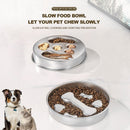 2-Piece Stainless Steel Slow Feeder Set for Pets, Reversible, for Cats and Dogs – Fishbone Design