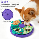 3-in-1 Pet Puzzle Slow Feeder Bowl with Multi-Level Rotating Disk - Purple-green