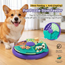 3-in-1 Pet Puzzle Slow Feeder Bowl with Multi-Level Rotating Disk - Purple-green