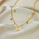Bohemian-Style Double-Layer Layered Necklace: Gold-Plated Titanium Steel Collar Necklace—Unique Vintage Jewelry for Women