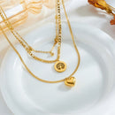 Three-Tier Layered Tree of Life Heart-Shaped Titanium Steel Necklace: 18K Gold-Plated Collar Chain—A Simple, Elegant Cuban Chain Necklace for Women