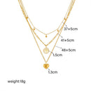 Three-Tier Layered Tree of Life Heart-Shaped Titanium Steel Necklace: 18K Gold-Plated Collar Chain—A Simple, Elegant Cuban Chain Necklace for Women