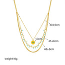 Bohemian-Style Three-Tier Turquoise Necklace with 18K Gold-Plated Titanium Collar Chain