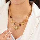 Vintage Bohemian Sunflower Pendant Necklace, 18K Gold-Plated Titanium Steel, a Versatile and Stylish Accessory for Women