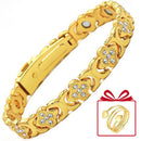Lucky Clover Magnetic Bracelet with Free Heart Ring Set, Simple Everyday Women's Bracelet - Gold