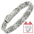 Lucky Clover Magnetic Bracelet with Free Heart Ring Set, Simple Everyday Women's Bracelet - Silver