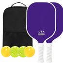 2-Player Pickleball Paddle Set, Durable Glass Fiber Pickleball Racquets with Comfort Grip, Includes 4 Balls & Carry Bag - Green